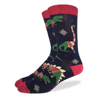 Good Luck Sock Men's Christmas Sweater Dinosaurs Socks