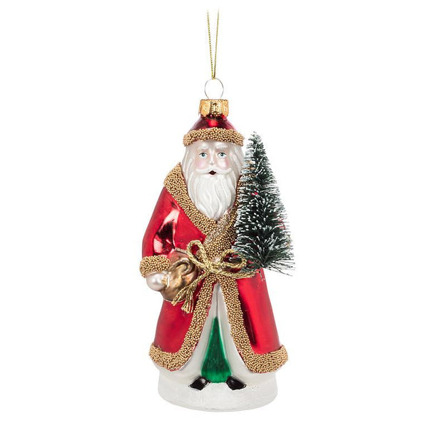 Glass Father Christmas Ornament