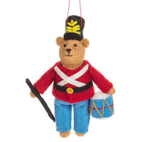 Felt Toy Soldier Bear w/Drum Ornament