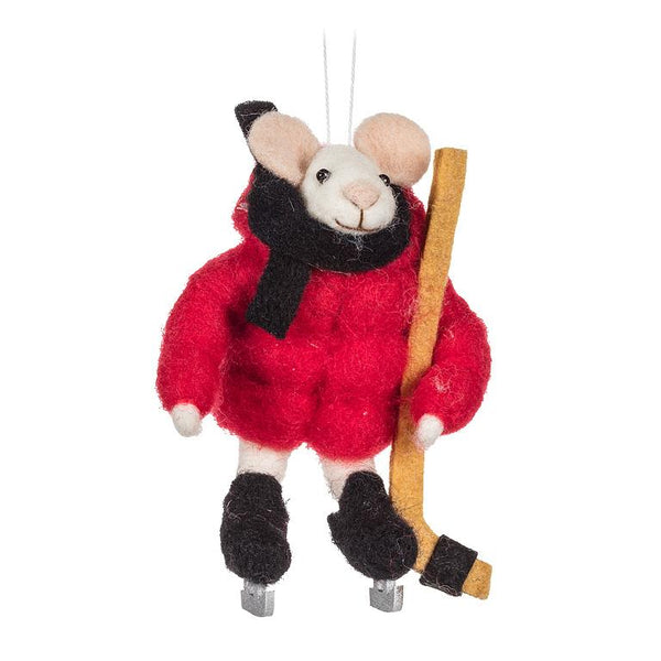 Felt Mouse Hockey Ornament