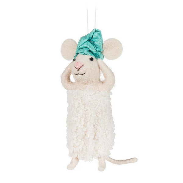 Felt Mouse Spa w/Turban Ornament