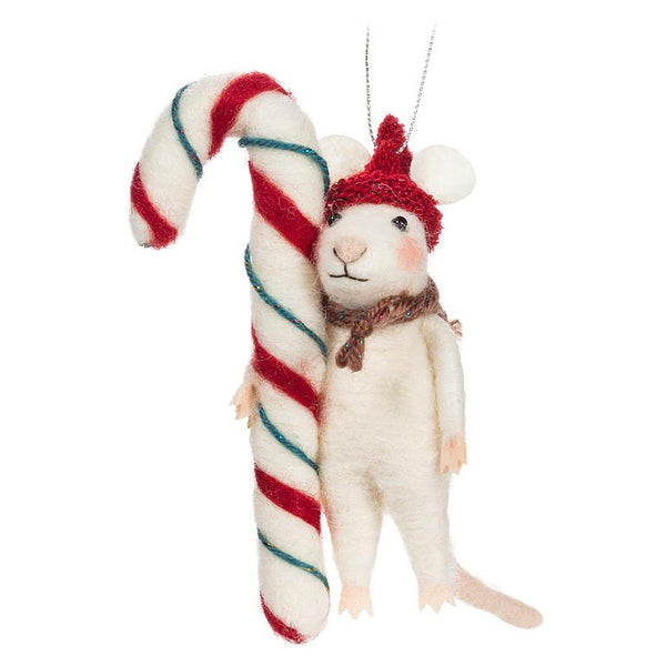 Felt Mouse w/Candy Cane Ornament