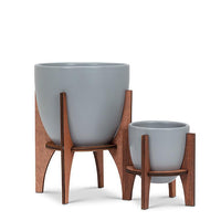 Planter w/Wooden Stand Grey Large