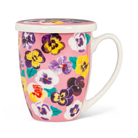 Pansy Covered Mug w/Strainer