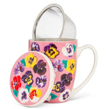 Pansy Covered Mug w/Strainer