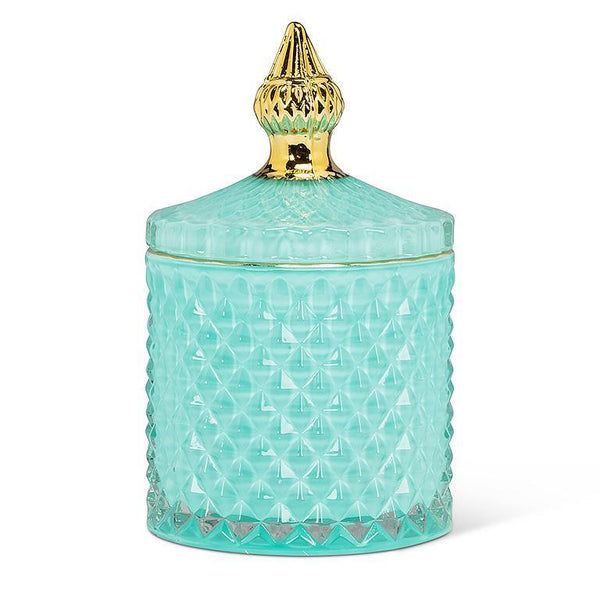Quilted Covered Jar Turquoise