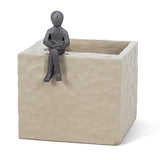 Square Planter w/Reading Figure Large