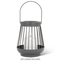 Spoke Lantern w/LED Candle Grey