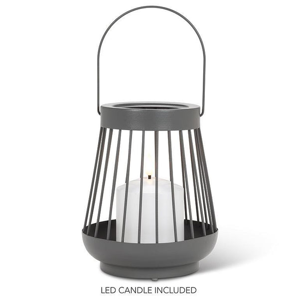 Spoke Lantern w/LED Candle Grey