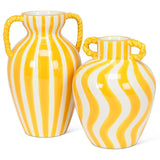 Yellow Striped Urn Vase Large