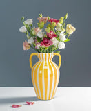 Yellow Striped Urn Vase Large