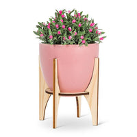 Planter w/Wooden Stand Pink Large