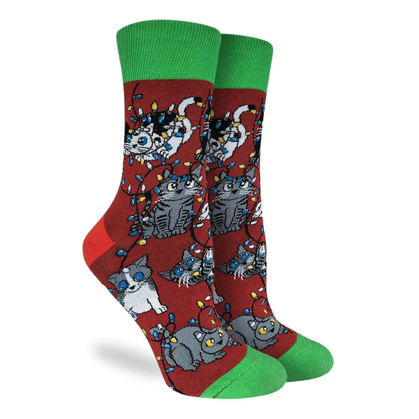 Good Luck Sock Women's Christmas Lights Cats Socks