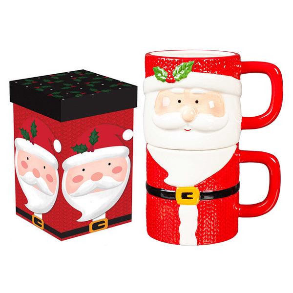 Santa Stacking Mug Set w/Gift Box