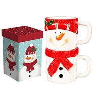 Snowman Stacking Mug Set w/Gift Box