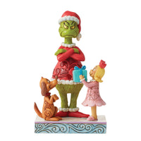 Jim Shore Figure Grinch Getting Gift from Max & Cindy Lou