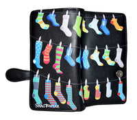 Large Zipper Wallet Socks on the Line Black