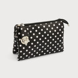 Kylie Crossbody Purse Black w/Polka Dots