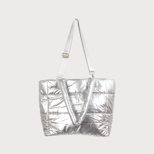 Willa Quilted Tote Silver