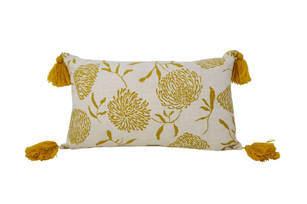 Yellow Ochre Floral Cushion