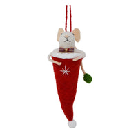 Felt Mouse in Stocking Hat Ornament