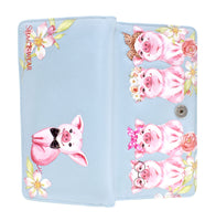 Large Zipper Wallet Fancy Pigs Blue