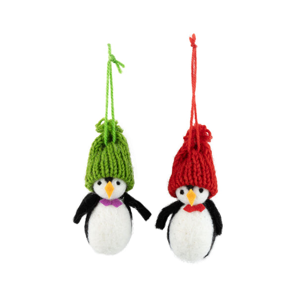 Felt Penguin w/Knit Hat Ornament