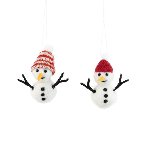 Felt Snowman w/Knit Hat Ornament