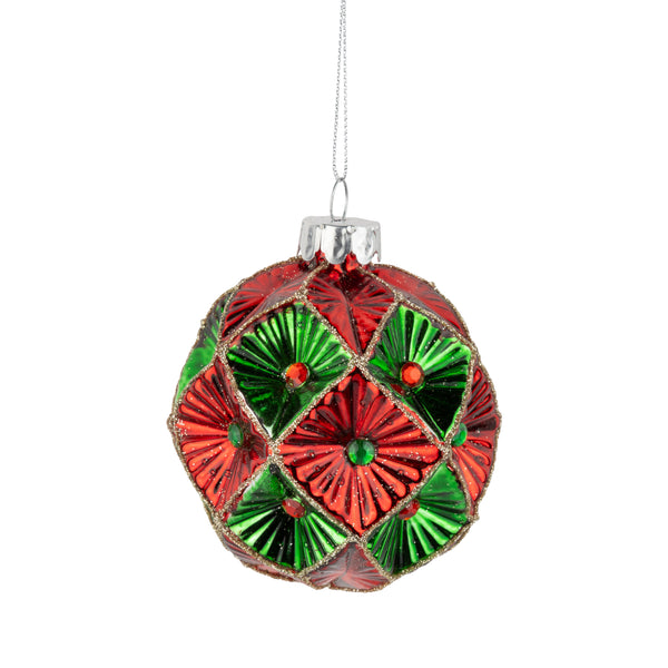 Glass Faceted Reflector Ball Ornament