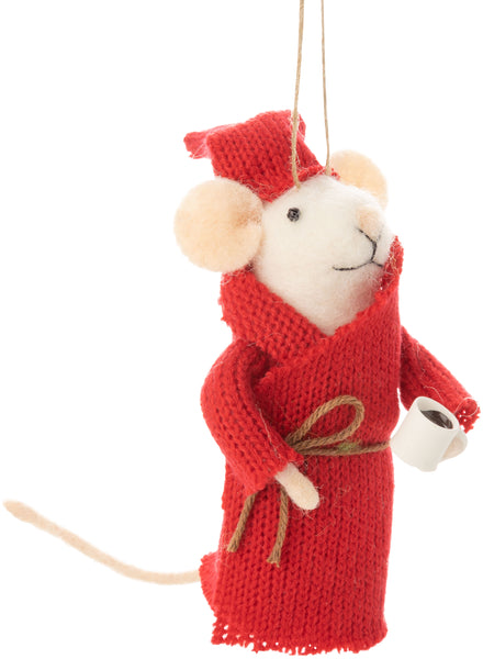 Felt Mouse w/Robe & Coffee Ornament