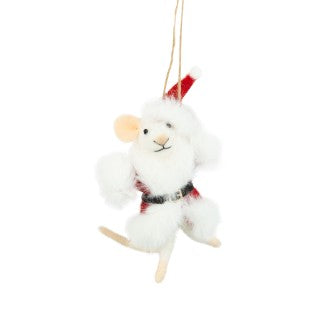 Felt Mouse in Santa Suit Ornament