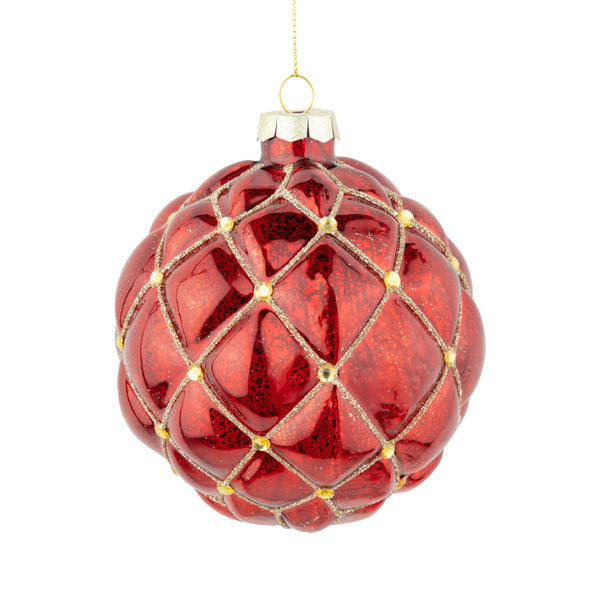 Glass Glitter Lattice Ball Ornament