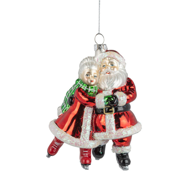 Glass Santa & Mrs. Claus Ornament