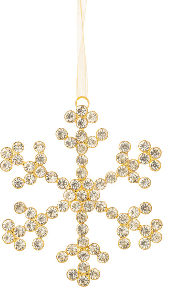 Jewelled Gold Metal Snowflake Ornament Small