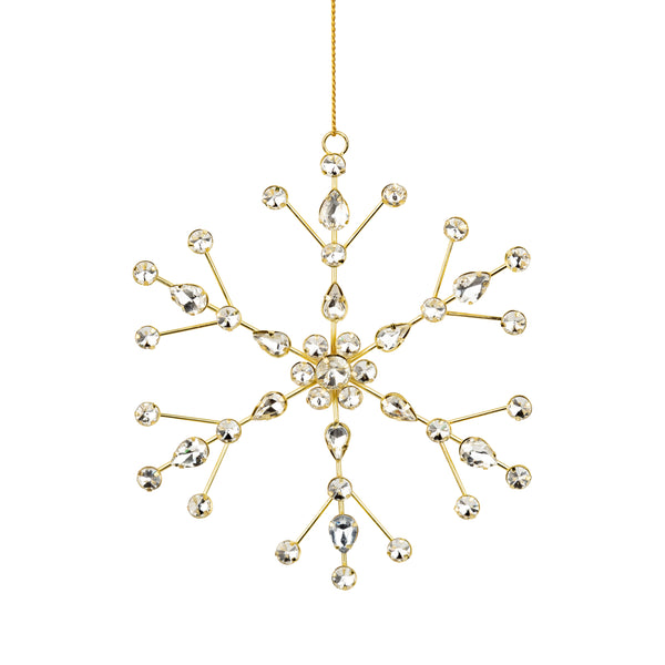 Jewelled Gold Metal Snowflake Ornament Large