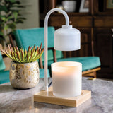 Candle Warmer Lamp Arched White & Wood