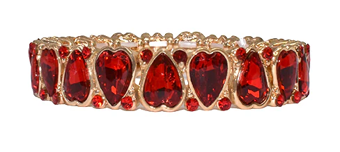 Heart Gem Crystal Glass Bracelet Red