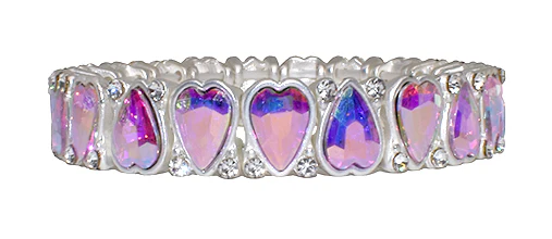 Heart Gem Crystal Glass Bracelet Iridescent