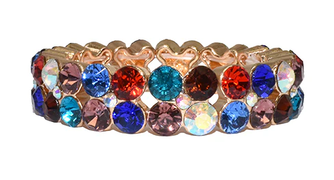 Double Crystal Glass Bracelet Jewel Tones