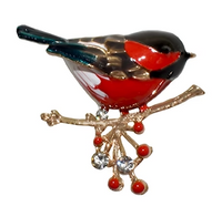 Brooch Bird on Berry Branch