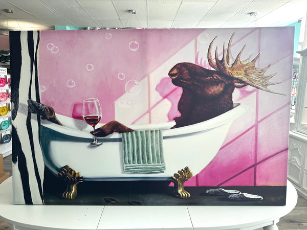 Retirement (Moose in Bath) Canvas