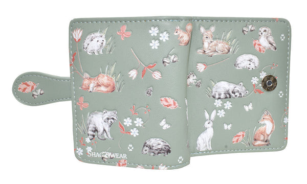 Small Zipper Wallet Forest Friends Sage