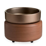 2-in-1 Candle & Wax Warmer Pewter Walnut