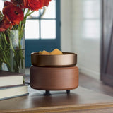 2-in-1 Candle & Wax Warmer Pewter Walnut