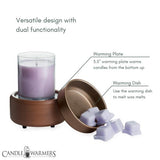 2-in-1 Candle & Wax Warmer Pewter Walnut