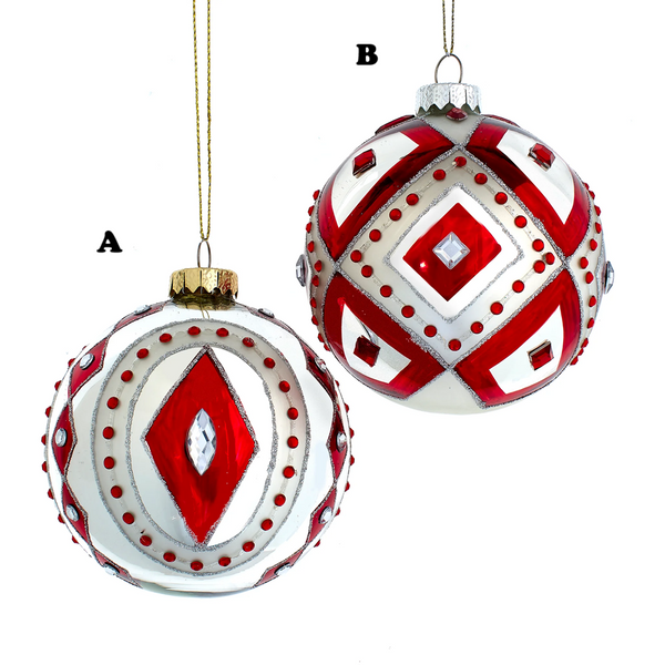 Glass Diamond Gems Ball Ornament