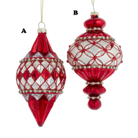 Glass Red/Silver Finial Ornament