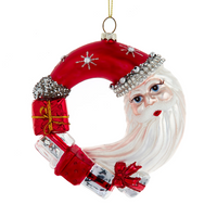 Glass Santa Wreath Ornament