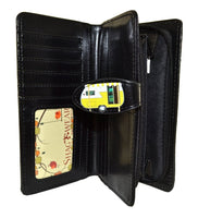 Large Zipper Wallet Happy Campers Black