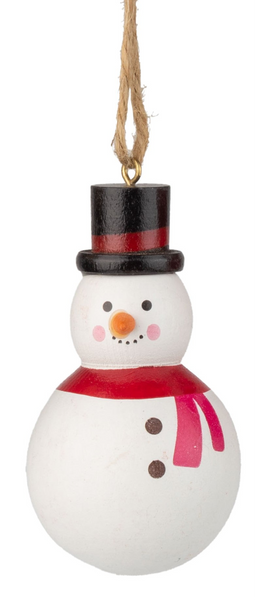 Wooden Snowman Ornament